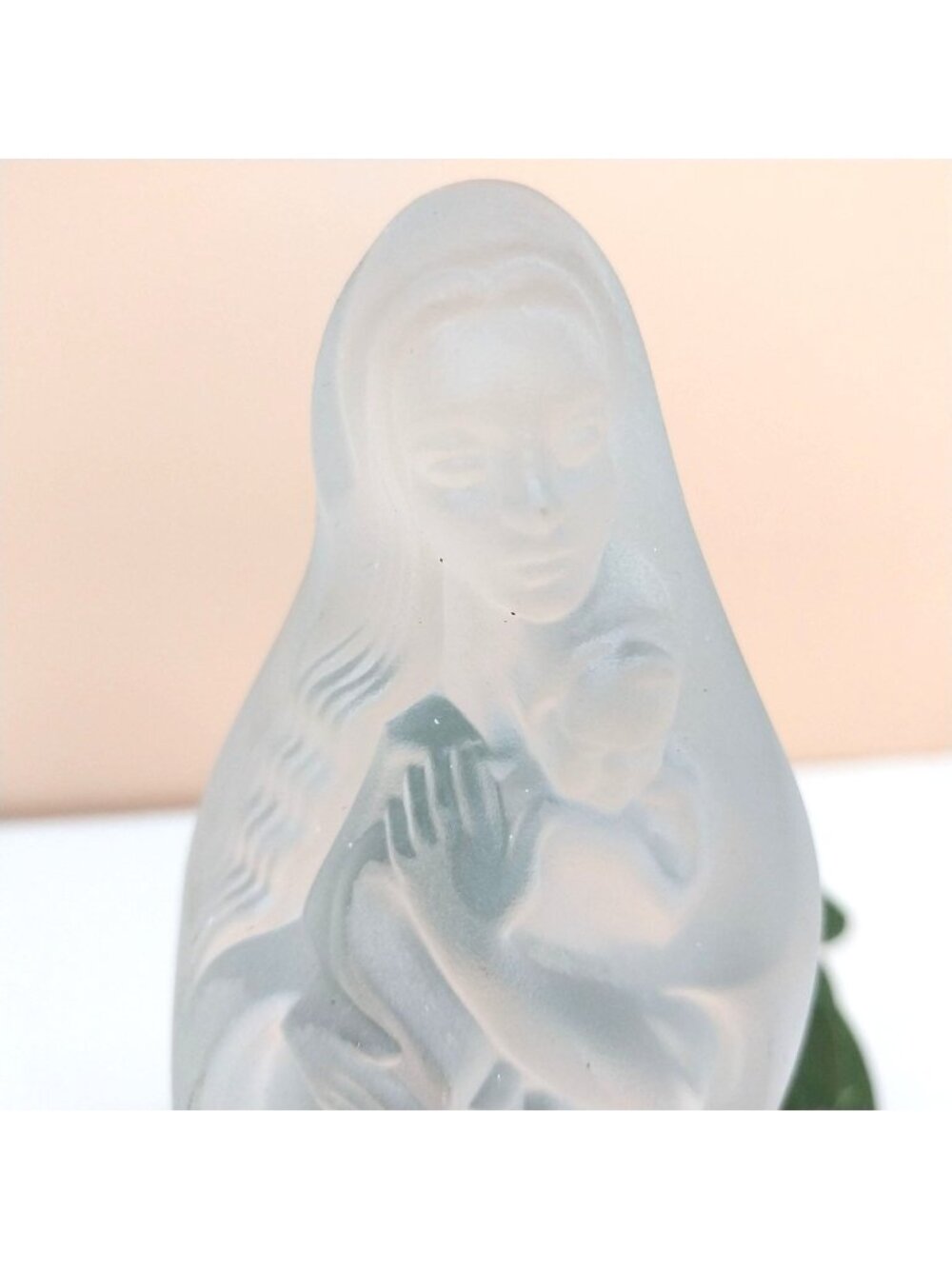 Cristal d'Arques Virgin Mary Frosted Lead Crystal Madonna & Child Statue